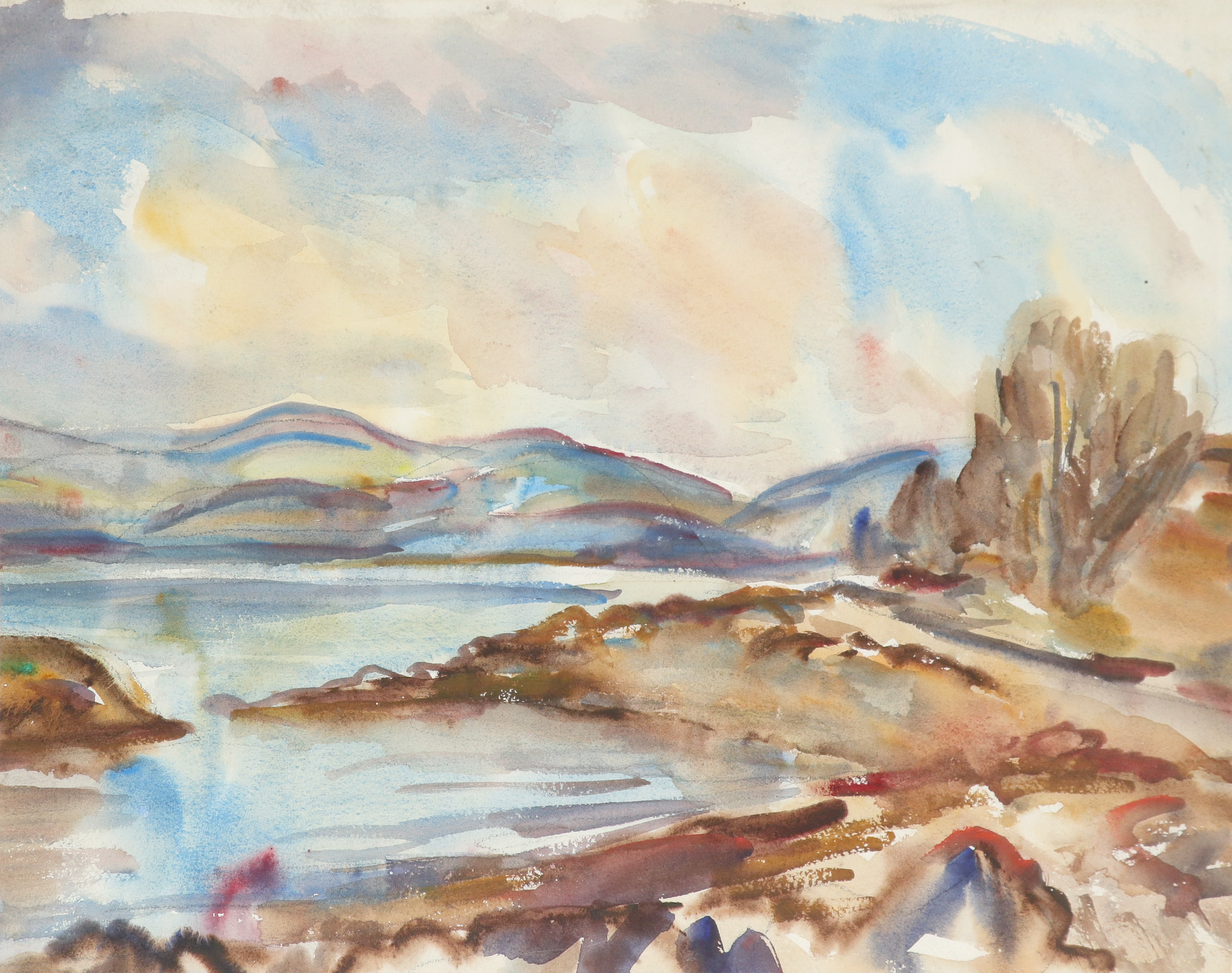 ‡Sir William MacTaggart FRSE, RA, PPRSA (Scottish 1903-1981) Coastal landscape Studio stamp W.