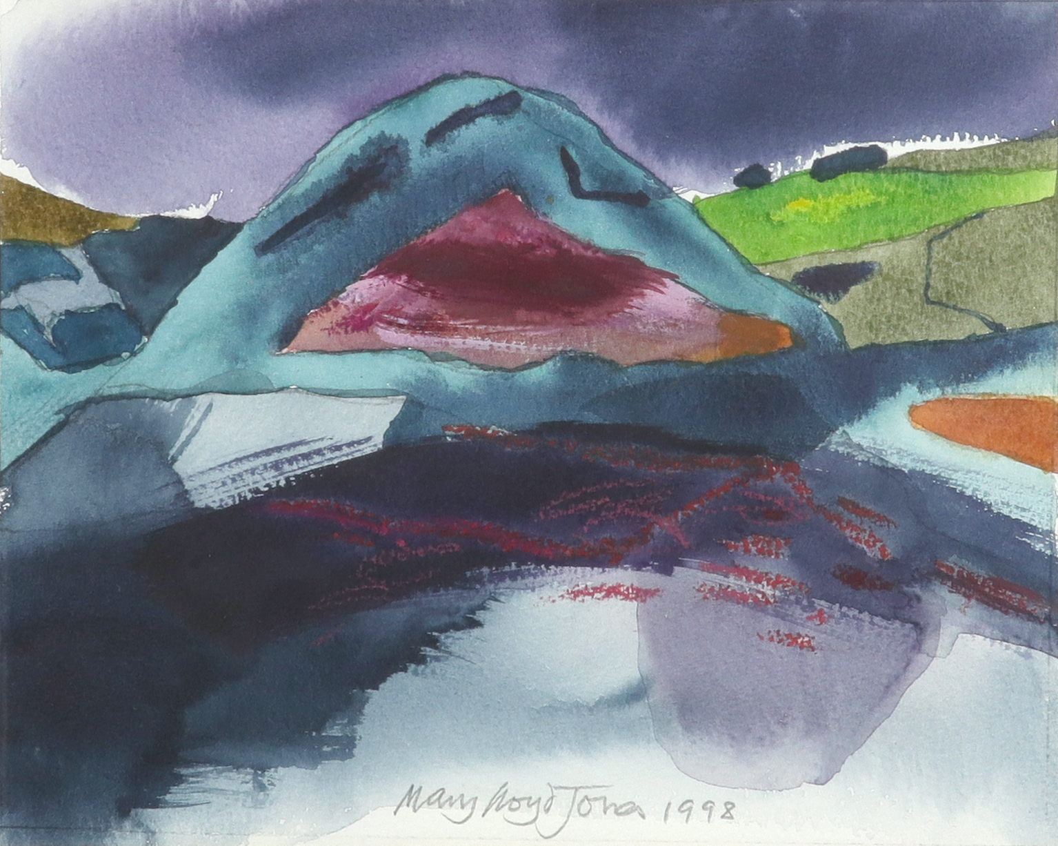 ‡Mary Lloyd Jones RCA, FLSW (Welsh b.1934) Cwm Rheidol Signed and dated Mary Lloyd Jones 1998 (lower