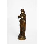 λAlbert-Ernest Carrier Belleuse (1824-1887) Liseuse patinated bronze and ivory figure of a
