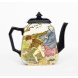 An unusual Wedgwood Months teapot and cover, the decoration designed by Helen J A Miles, printed