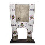 A Ute saddle blanket Great Plains, circa 1850 - 1870 tanned buffalo hide with coloured glass and