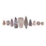 A group of nine flints Neolithic and later including four spear / arrow heads
