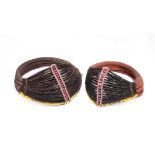 Two Rendille wedding necklaces Kenya animal tail hair, cloth and coloured glass beads, 22.5cm and