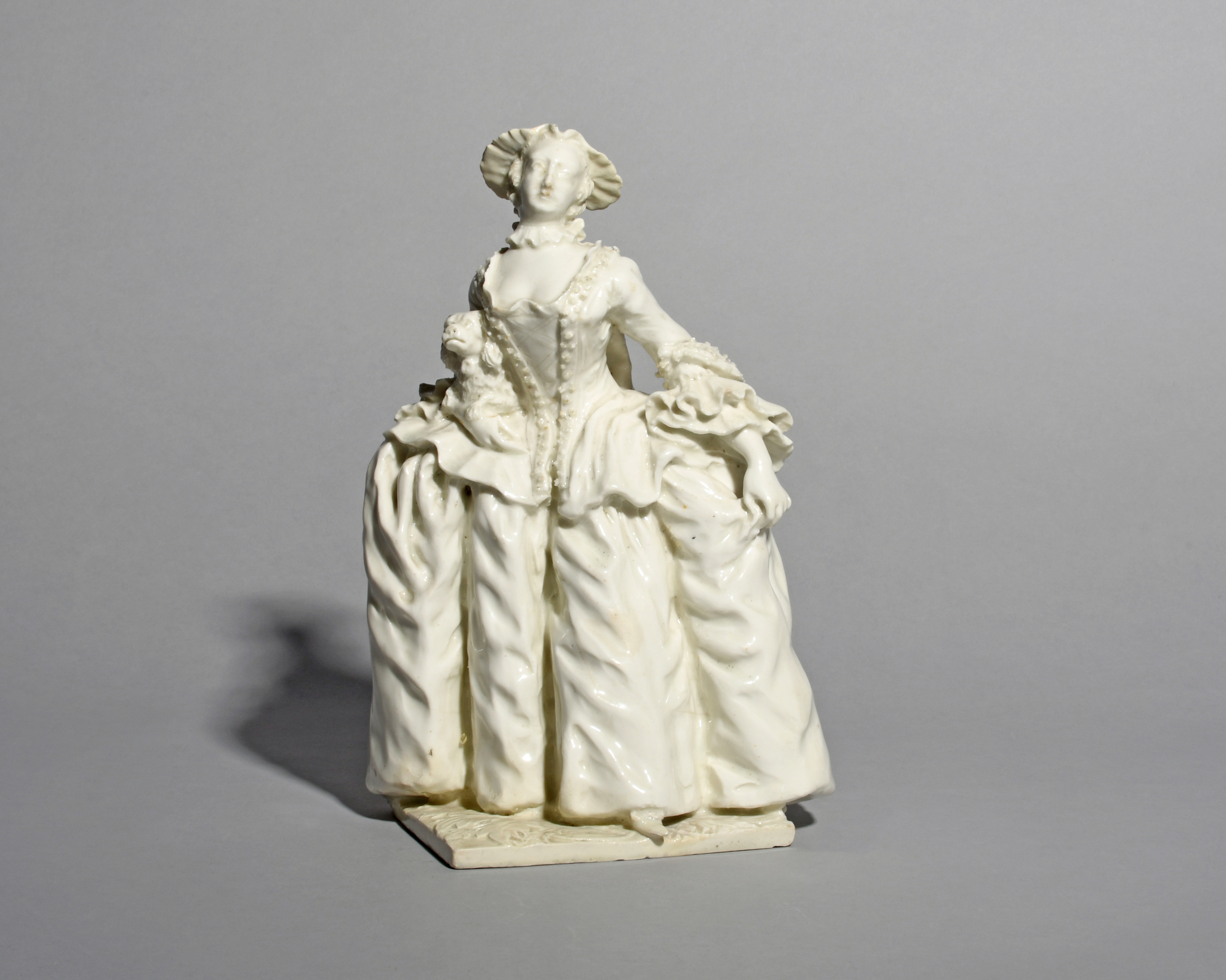 A large Bow white-glazed figure of the actress Kitty Clive c.1750, modelled in her role as Mrs - Image 3 of 3