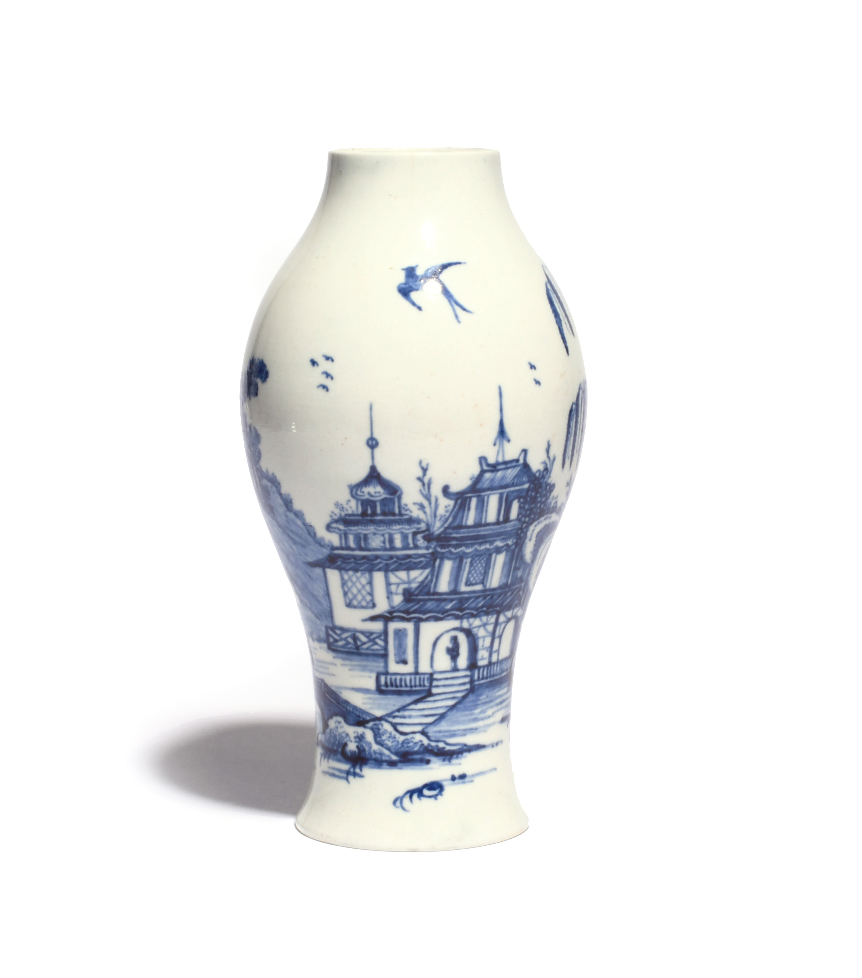 A tall blue and white Liverpool vase c.1765, James Pennington or Richard Chaffers, the baluster body