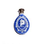 A silver-mounted Jasperware scent or snuff bottle 19th century, the flattened oval form applied to