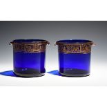 A pair of Bristol 'Non-such' blue glass rinsers c.1805, finely decorated probably by Isaac Jacobs,