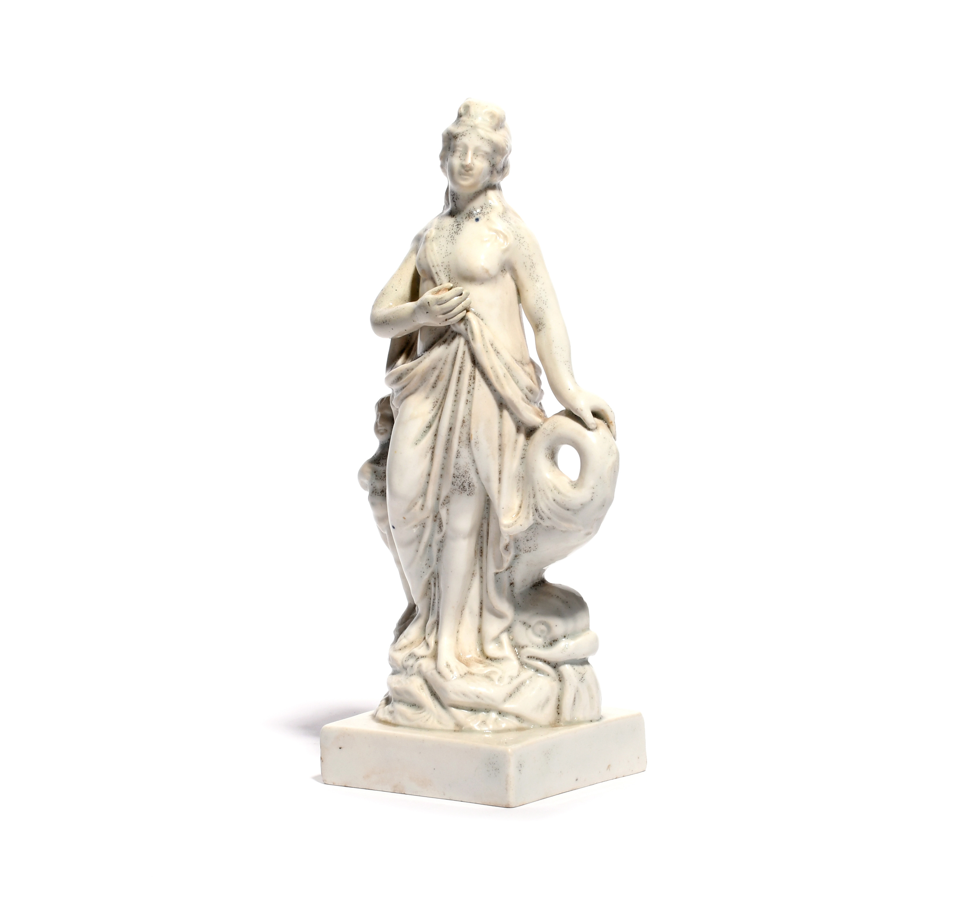 A Staffordshire porcelain figure of Venus late 18th century, standing and resting one hand on the - Image 3 of 3