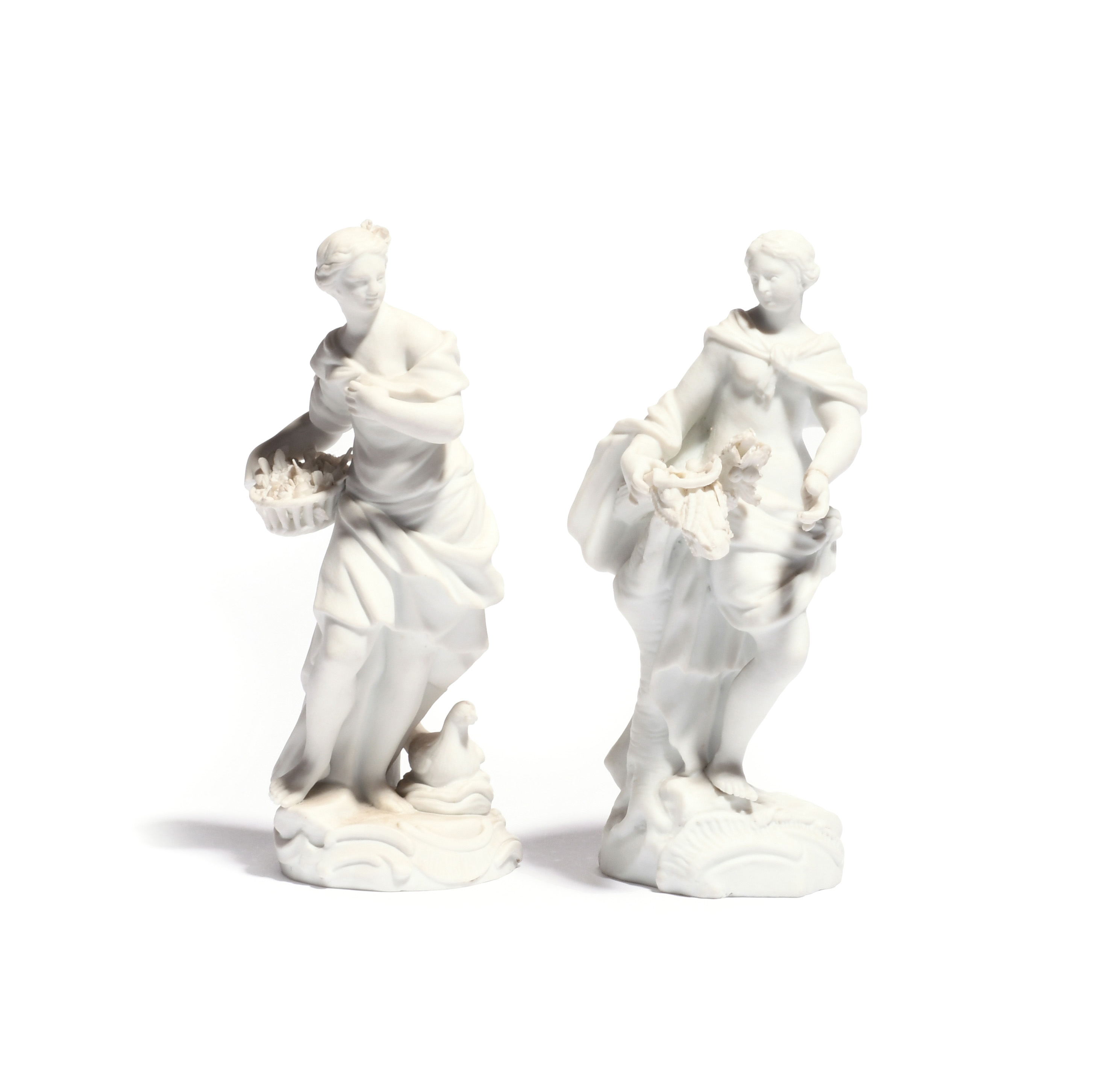 Two Meissen biscuit porcelain figures late 18th/early 19th century, one perhaps emblematic of