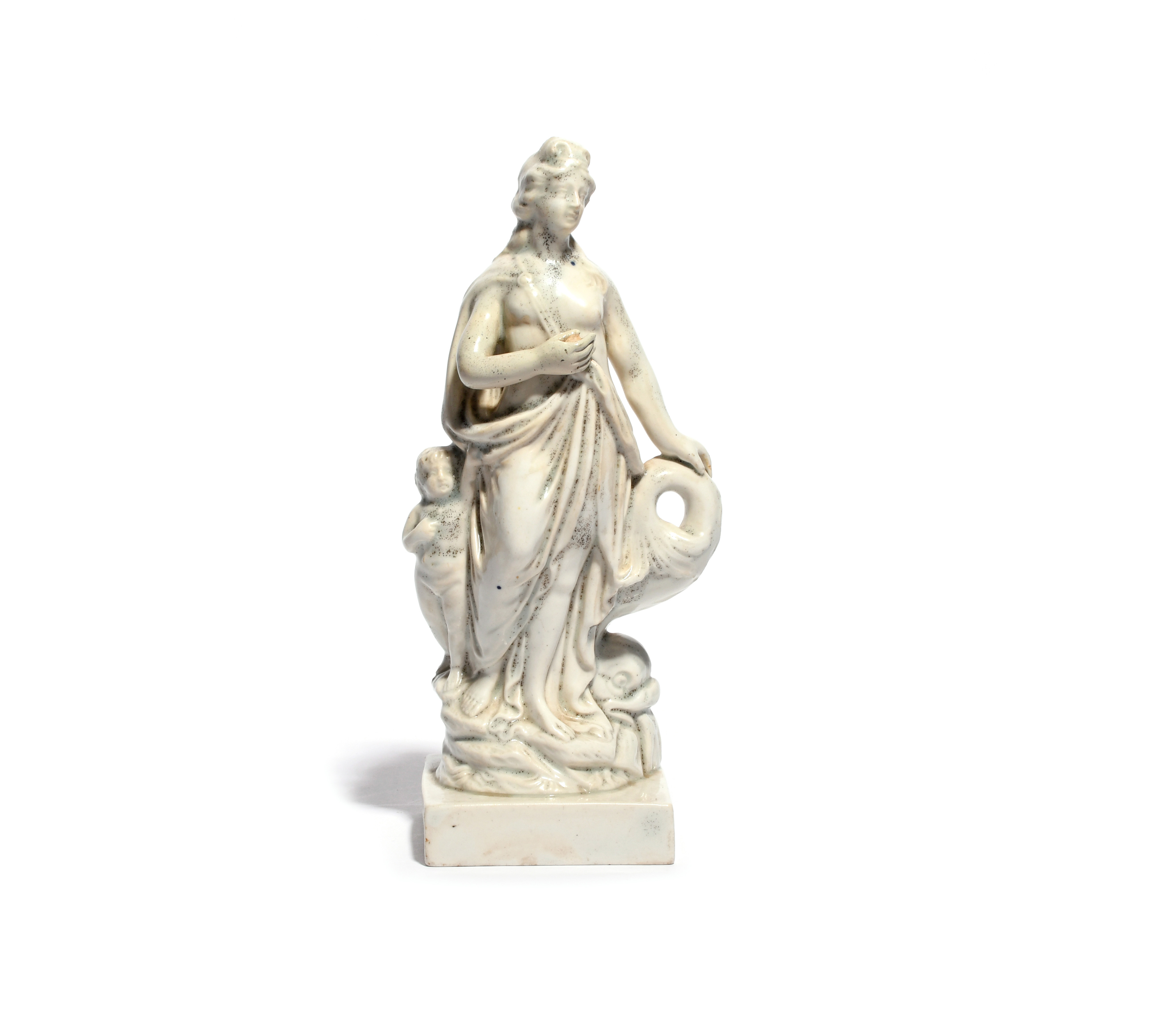 A Staffordshire porcelain figure of Venus late 18th century, standing and resting one hand on the - Image 2 of 3