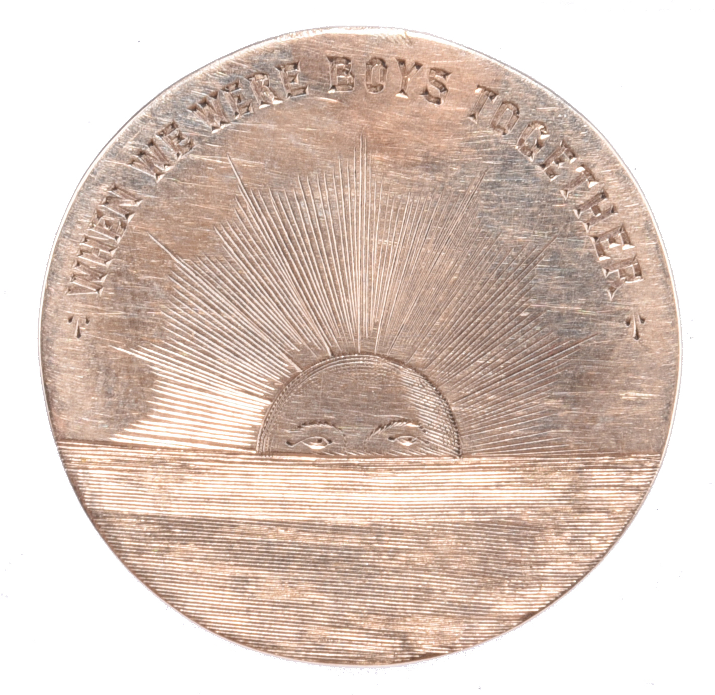 Scotland: Crieff Academical Club 1887: an engraved gold prize medal, 31mm, sun setting over the sea,