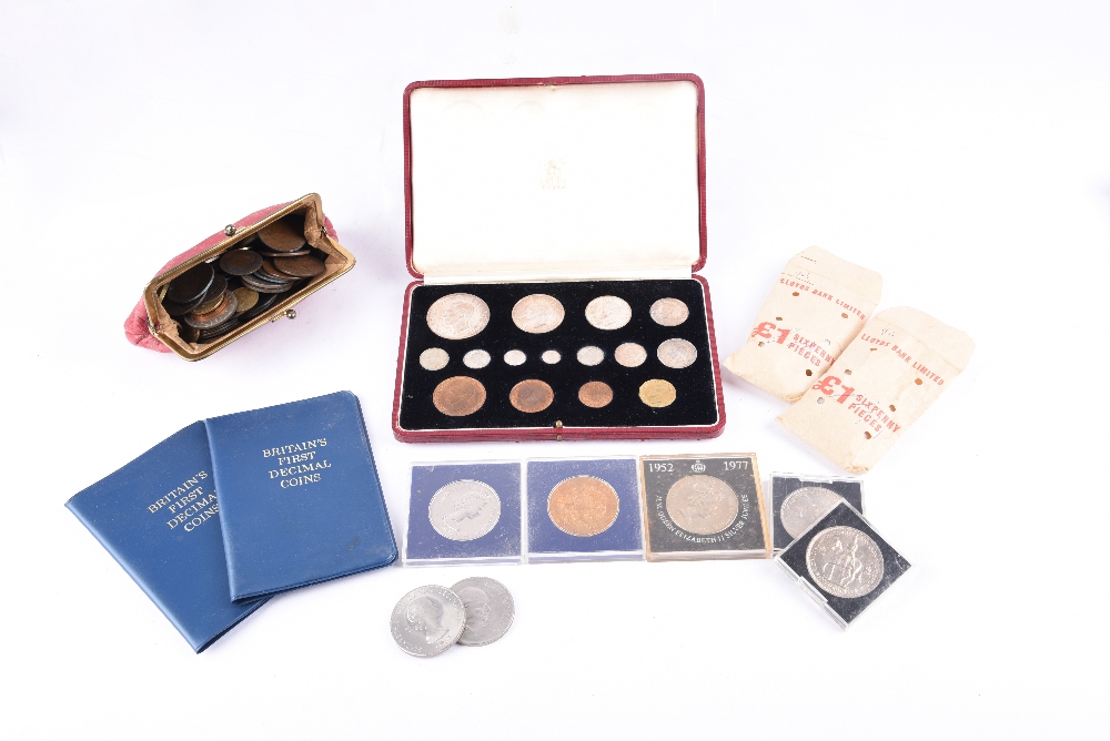 George VI: specimen set 1937, 15 coins, crown to farthing including maundy set, in original red - Image 2 of 3