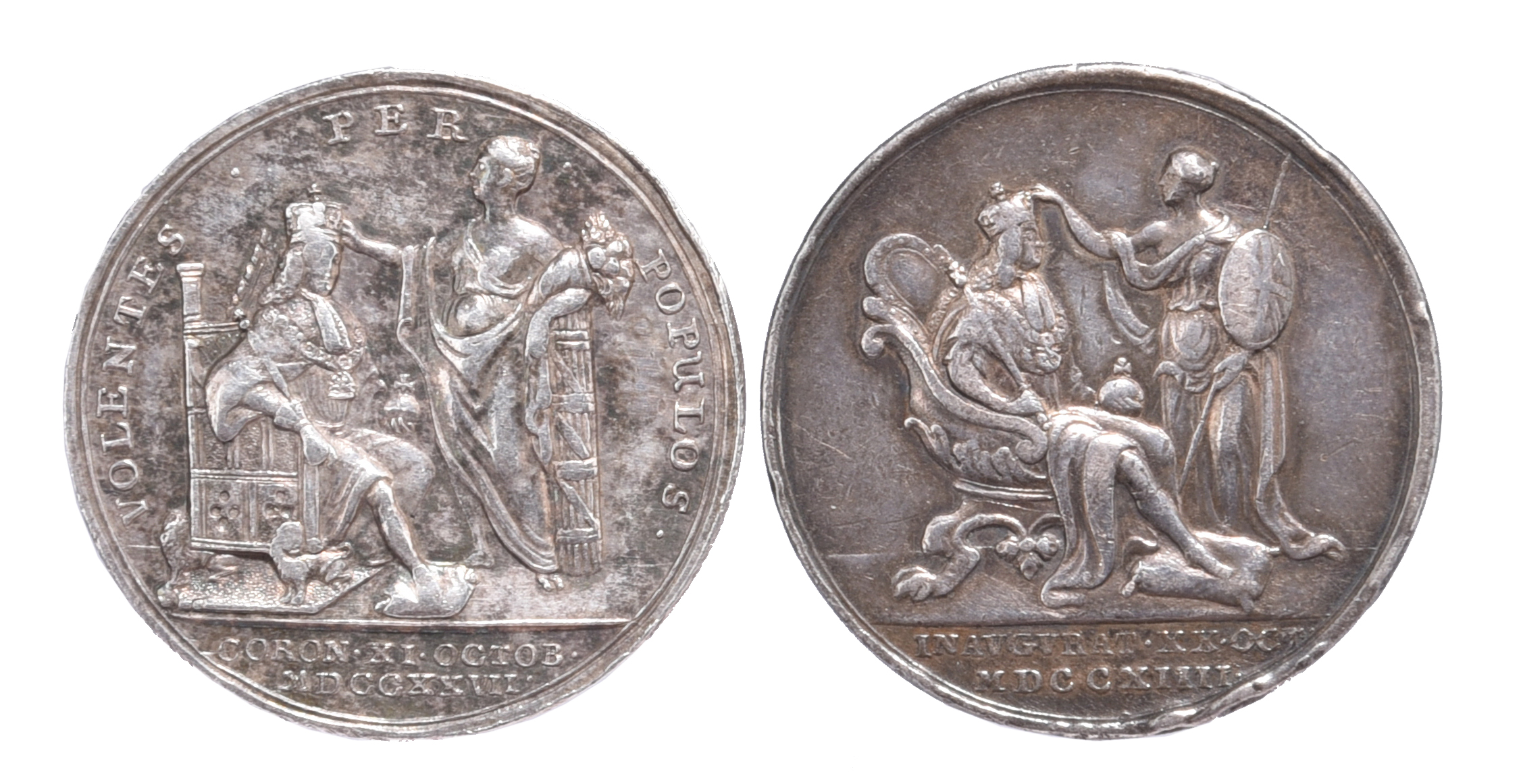 Two Georgian commemorative medals: George I: Accession 1714, AR, 34mm, armoured bust right, rev. the - Image 2 of 2