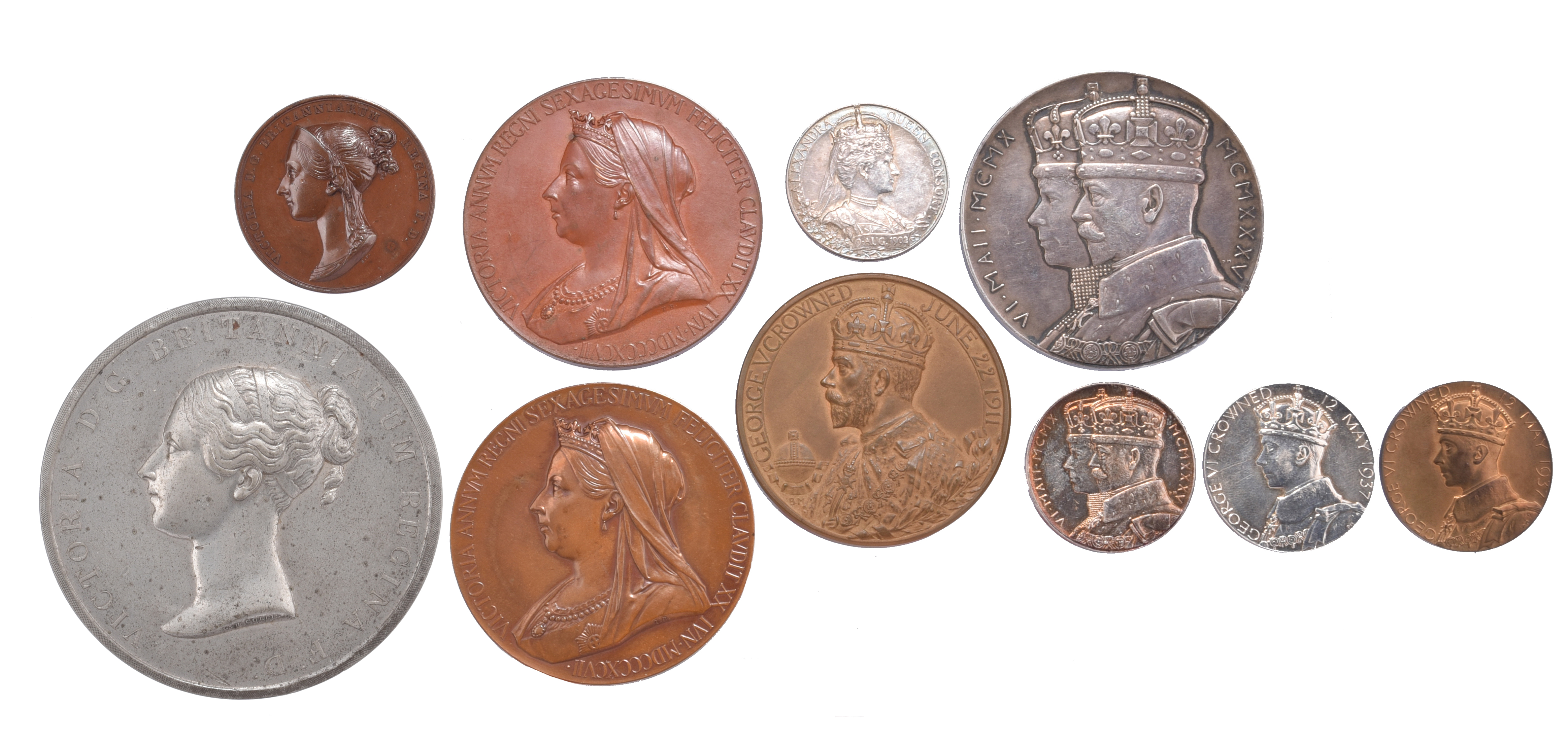 A collection of British Coronation and Jubilee medals, comprising: Coronation of Victoria 1838,