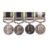 Four medals to Indian Army recipients: India General Service 1908-35, second obverse, clasp: