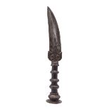 A good 17th century Indian spear head (sang), slightly curved double-edged blade, the base with