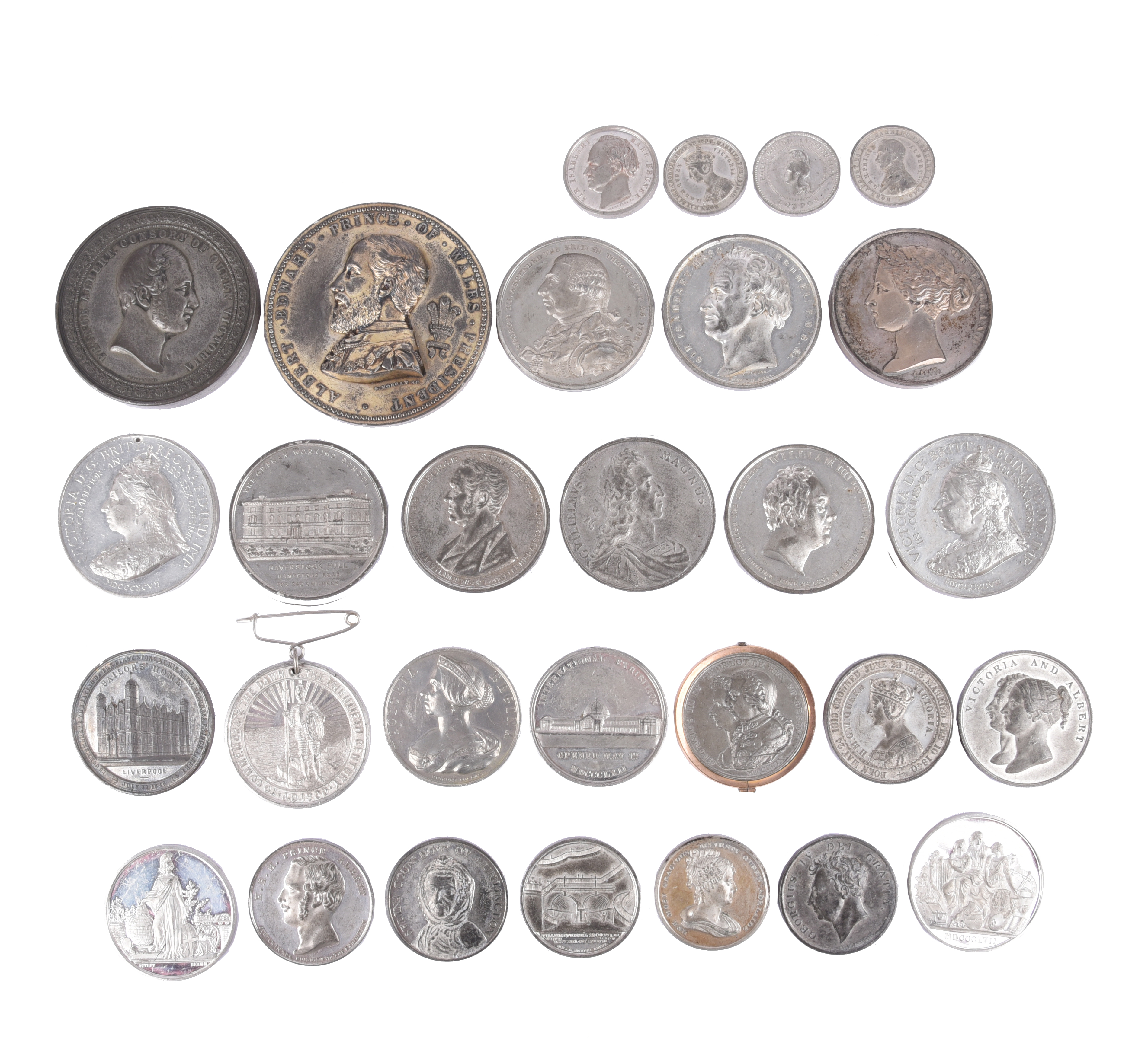 A quantity of British historical medals, mainly white metal, subjects including royal commemorations