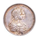 William and Mary Restorers of the Anglican Church 1689, a cast medal, AR, 50 mm, conjoined busts