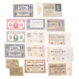 A small collection of banknotes, including German 1920s inflation currency, and others. [15]