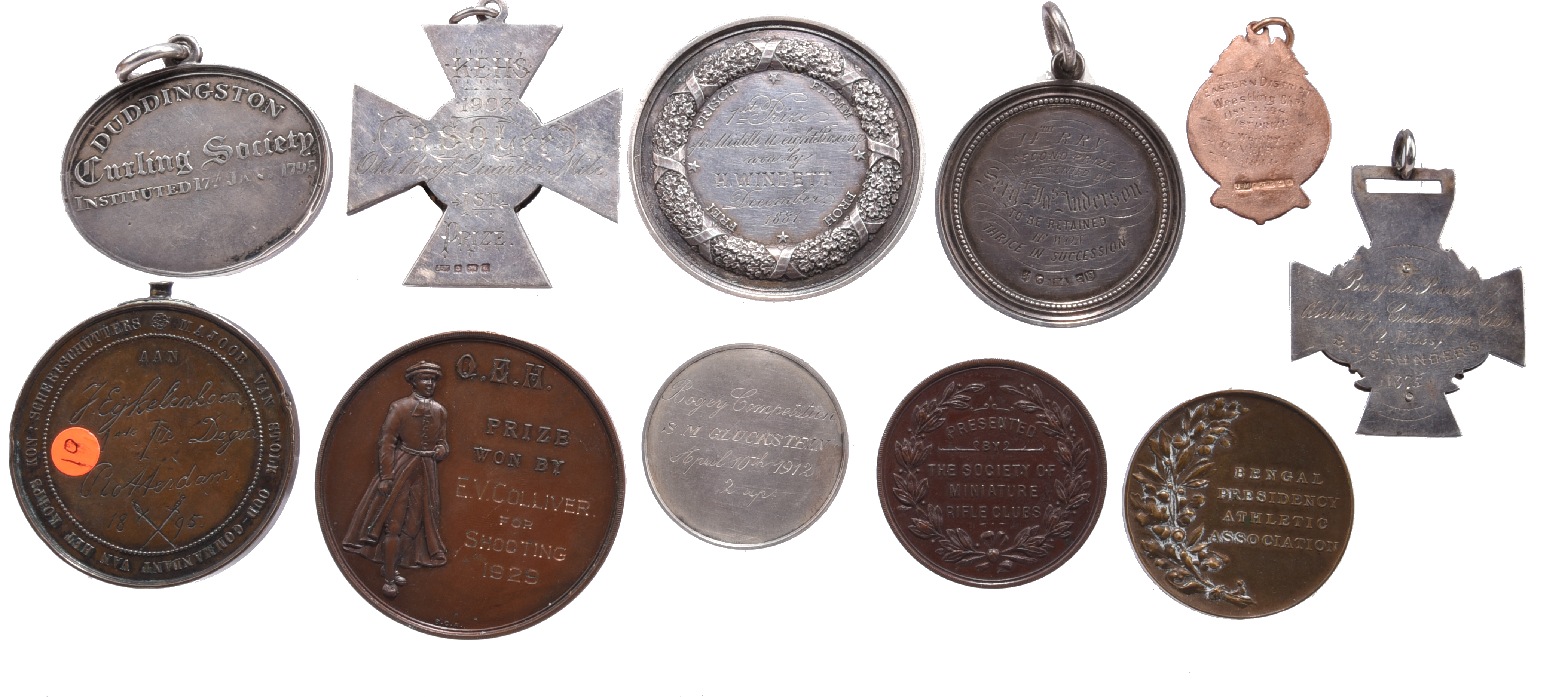 A small quantify of sporting prize medals, including: Rifle Volunteers shooting prize 1871, engraved - Image 2 of 2