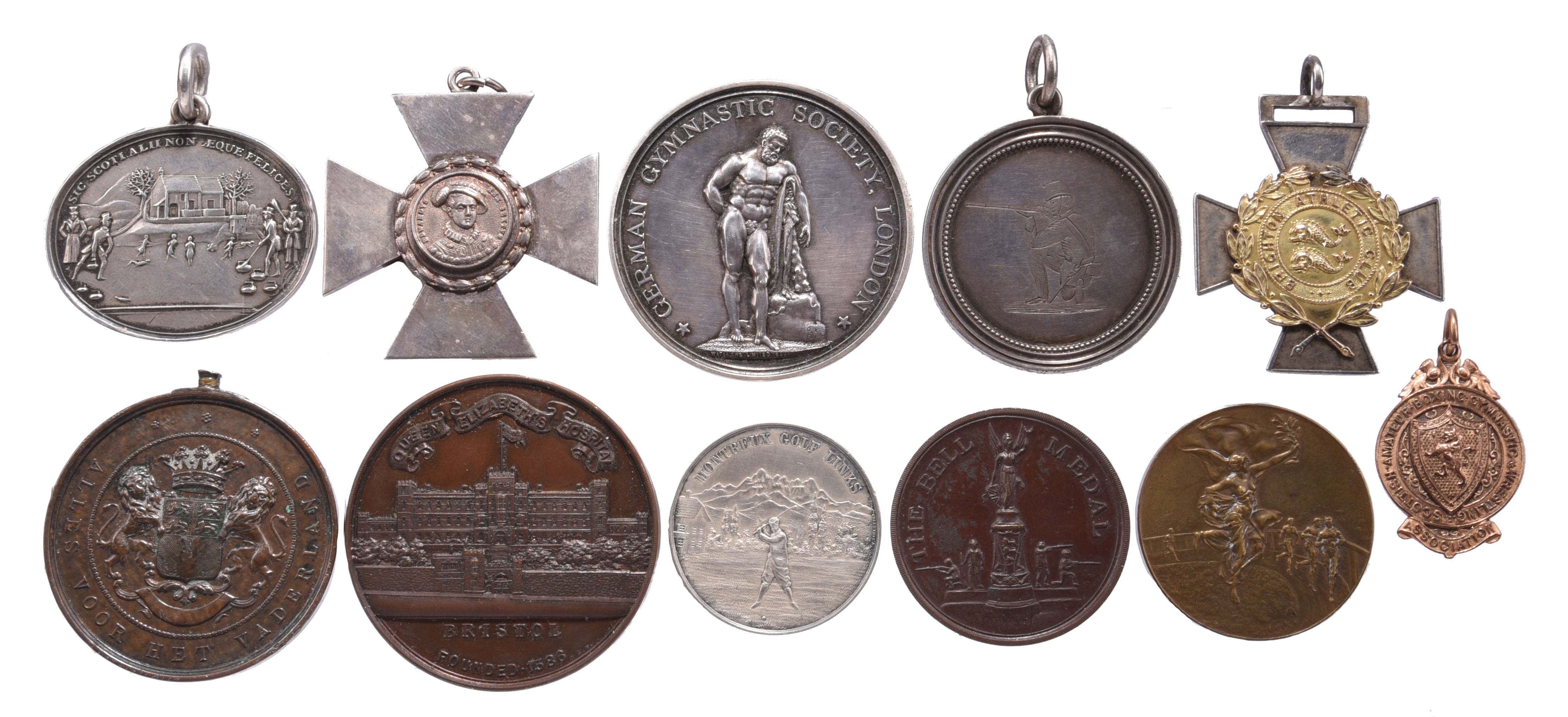 A small quantify of sporting prize medals, including: Rifle Volunteers shooting prize 1871, engraved