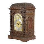 A LARGE VICTORIAN OAK WESTMINSTER CHIMING BRACKET CLOCK LATE 19TH CENTURY the brass eight day