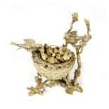 A NOVELTY GILTBRONZE INKSTAND LATE 19TH CENTURY / EARLY 20TH CENTURY naturalistically modelled as