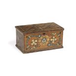 A EUROPEAN PAINTED PINE SMALL CHEST SCANDINAVIAN OR ROMANIAN, LATE 18TH CENTURY the hinged lid