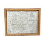 'HEREFORDSHIRE' BY JOHN SPEED (1552-1629) a black and white engraved map, with an inset map of