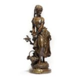 A FRENCH BRONZE FIGURE OF 'MIREILLE' BY HIPPOLYTE MOREAU (FRENCH 1832- 1927) signed 'Hip Moreau',