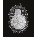 A FRENCH CUT-GLASS SULPHIDE PENDANT PROBABLY BACCARAT, EARLY 19TH CENTURY with a portrait of Jesus