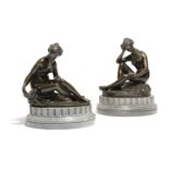 TWO FRENCH BRONZE GRAND TOUR FIGURES OF NAKED CLASSICAL MAIDENS LATE 18TH CENTURY each seated