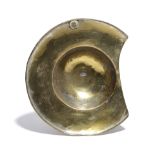 A BRASS BARBER'S BOWL 18TH CENTURY with a deep well 22cm wide