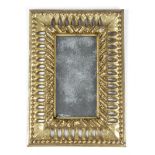 A SMALL ITALIAN GILTWOOD WALL MIRROR FLORENTINE, 19TH CENTURY with a rectangular plate and a pierced