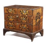 A WILLIAM AND MARY WALNUT AND MARQUETRY CHEST C.1690-1700 inlaid with fruitwood with panels of