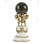 A FRENCH ORMOLU AND MARBLE GLOBE CLOCK IN LOUIS XVI STYLE LATE 19TH CENTURY the brass eight day drum