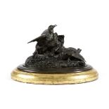 A FRENCH BRONZE ANIMALIER GROUP OF BIRDS IN THE MANNER OF JULES MOIGNIEZ (FRENCH 1835-1894)
