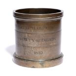 A WILLIAM IV BRONZE IMPERIAL MEASURE DATED '1835' the turned body inscribed 'Imperial half gallon