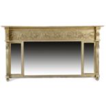 A REGENCY GILTWOOD AND GESSO LANDSCAPE OVERMANTEL MIRROR EALY 19TH CENTURY the triple rectangular