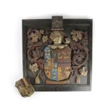 A CARVED AND POLYCHROME DECORATED COAT OF ARMS LATE 19TH CENTURY for Charles Paulet Camborne Paynter