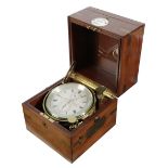 λ A 19TH CENTURY MAHOGANY TWO DAY MARINE CHRONOMETER BY T.L. AINSLEY, C.1870-80 the brass fusee