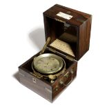 λ A 19TH CENTURY ROSEWOOD TWO DAY MARINE CHRONOMETER BY CHARLES SHEPHERD, C.1855-60 the brass