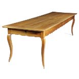 A LARGE FRENCH PROVINCIAL CHERRYWOOD FARMHOUSE KITCHEN TABLE 19TH CENTURY the boarded top with