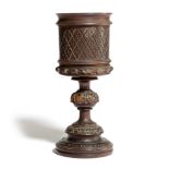 SHAKESPEARE INTEREST. A VICTORIAN MULBERRY GOBLET IN THE MANNER OF JOHN MARSHALL, DATED '1880'
