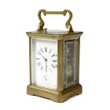 A FRENCH GILT BRASS CARRIAGE CLOCK LATE 19TH / EARLY 20TH CENTURY the brass eight day repeating