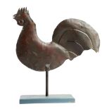 A FRENCH FOLK ART NAIVE COPPER WEATHER VANE LATE 19TH CENTURY in the form of a cockerel, later