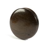 'WINCHESTER INTEREST' A WILLIAM IV BOG OAK SNUFF BOX C.1834 of disc form, together with a