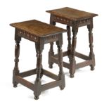 A PAIR OF OAK JOINT STOOLS ATTRIBUTED TO SALISBURY, MID-17TH CENTURY each with a moulded edge