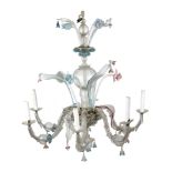 AN ITALIAN VENETIAN GLASS CHANDELIER MURANO, LATE 19TH / EARLY 20TH CENTURY with six lights and