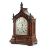 AN EARLY VICTORIAN MAHOGANY CHIMING BRACKET CLOCK BY GEORGE WADHAM BATH, C.1850 the brass three